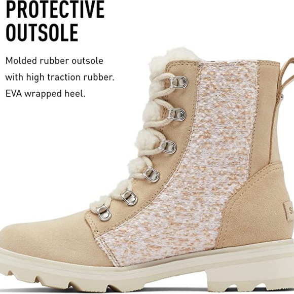 NEW Sorel Lennox Lace Up Cozy Boots Waterproof Suede Beige Women’s Booties NIB - Picture 12 of 12